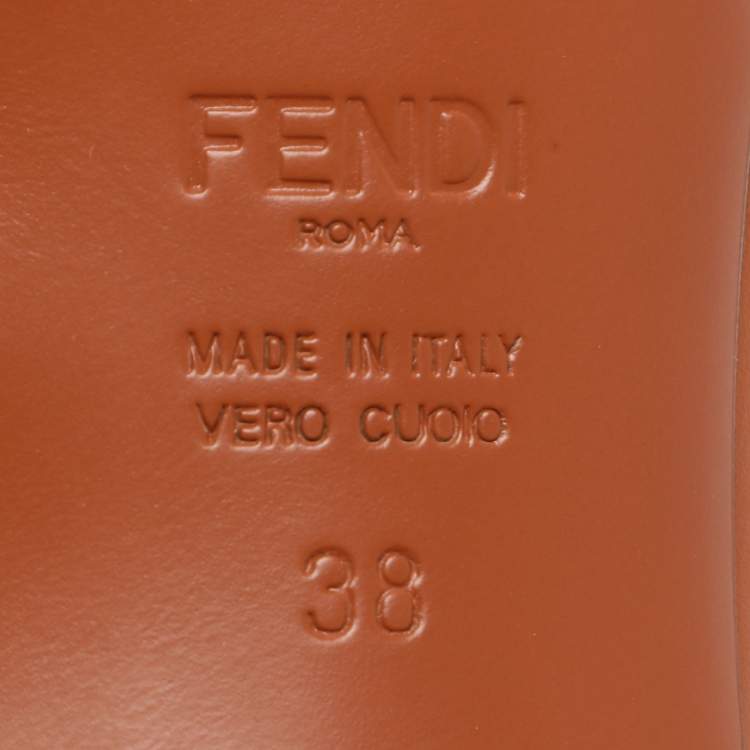 Pre Owned Fendi Baguette Size 38 Brown Leather Slide Sandals