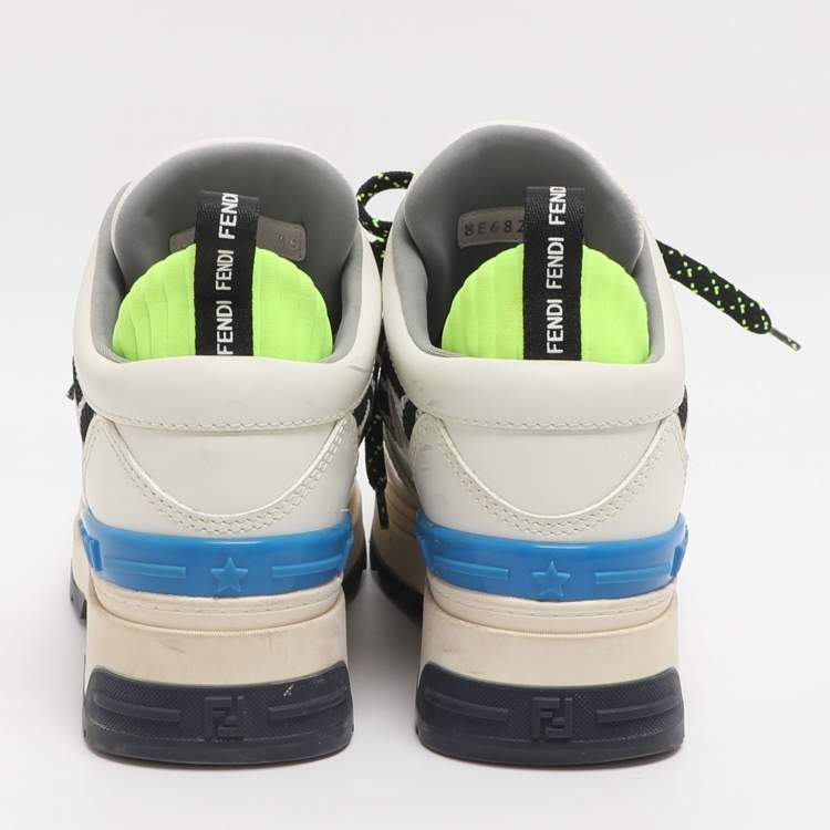 Pre Owned Fendi Size 36 White Leather, Mesh and PVC Low Top Sneakers