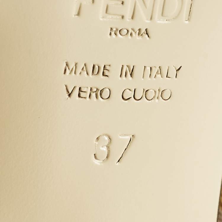 Pre Owned Fendi Colibri Size 37 Multicolor Zucca Canvas and Mesh Slingback Pumps