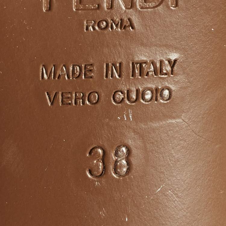 Pre Owned Fendi Colibri Size 38 Zucca Brown/White Leather and PVC Slingback Pumps