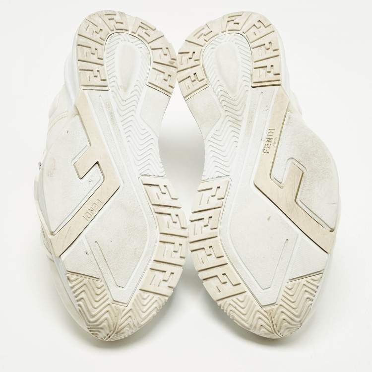 Pre Owned Fendi Flow Size 38 White Leather Low Top Sneakers
