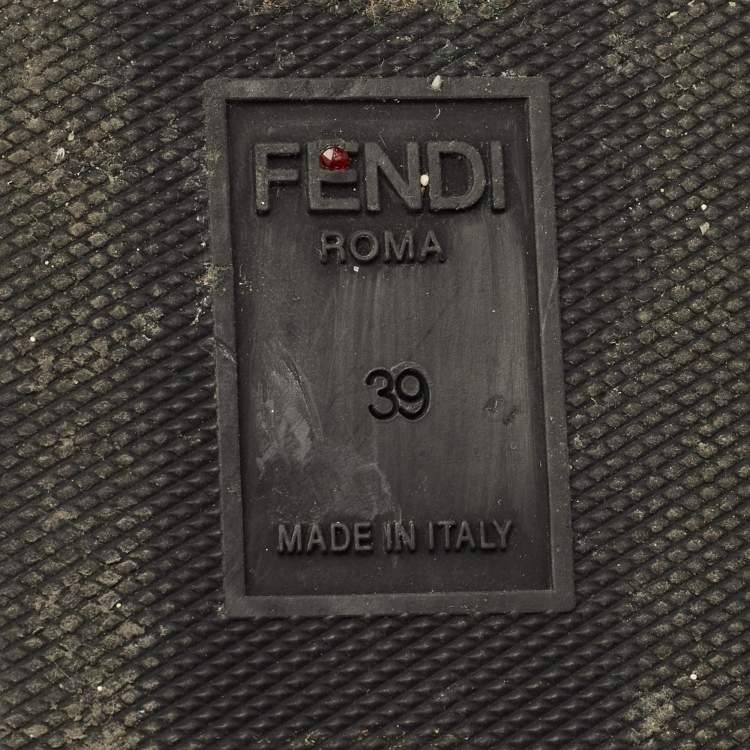 Pre Owned Fendi Size 39 Black Patent Leather Platform Slingback Mules 