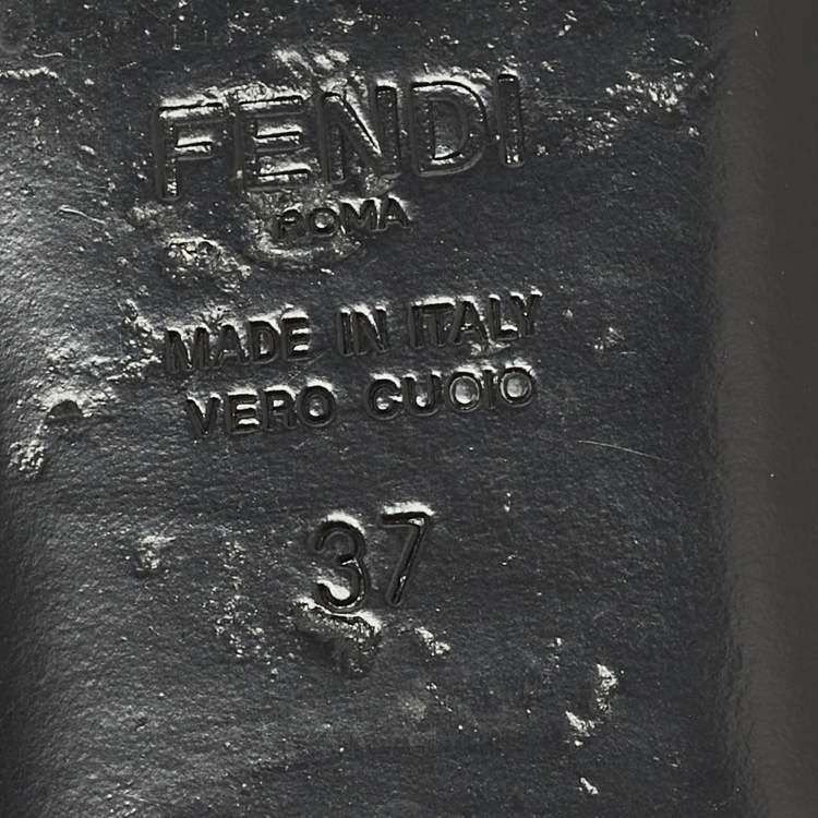 Pre Owned Fendi Baguette Size 37 Black Leather Flat Slide