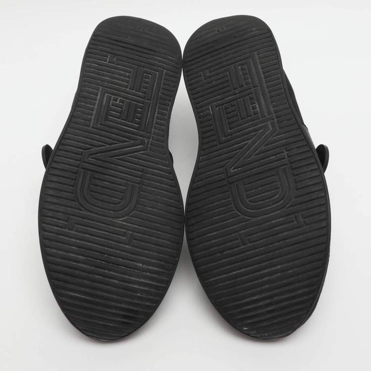 Pre Owned Fendi Rockoko Size 37 Brown Zucca Knit Fabric Low Top Sneakers