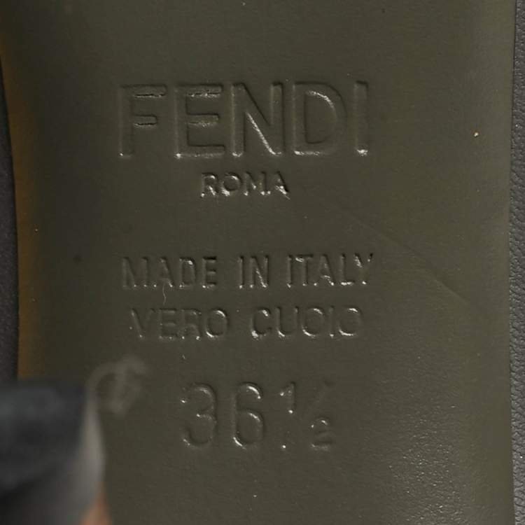 Pre Owned Fendi Size 36.5 Dark Grey Leather Pointed Toe Pumps