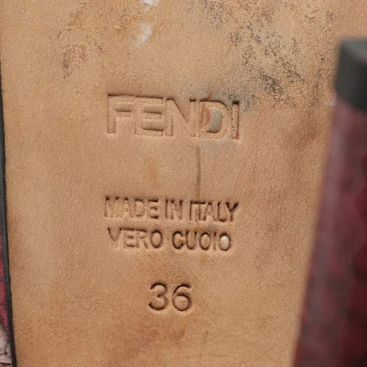 Pre Owned Fendi Fendista Size 36 Pink Snakeskin Leather Platform Sandals