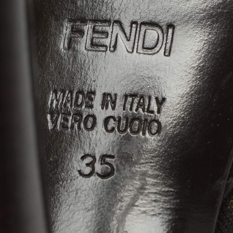 Pre Owned Fendi Fendista Size 35 Brown Zucca Canvas Platform Sandals