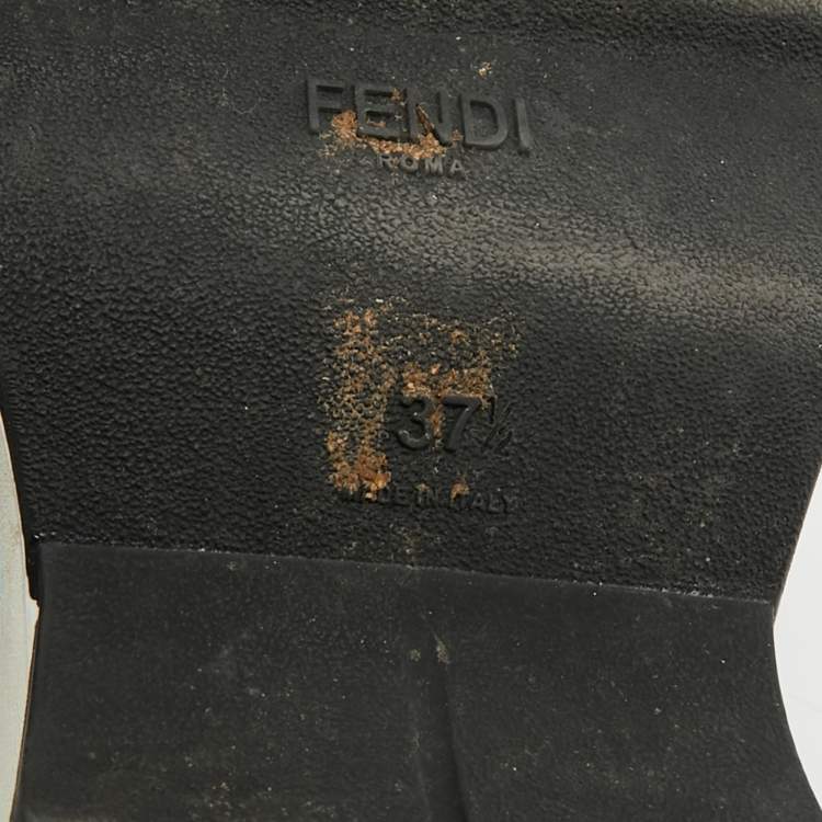 Pre Owned Fendi Rockoko Size 37.5 Black/Brown Knit Fabric Low Top Sneakers