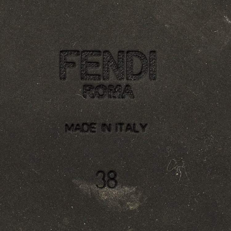 Pre Owned Fendi Zucca Size 38 Black FF Embossed Leather Ankle Combat Boots