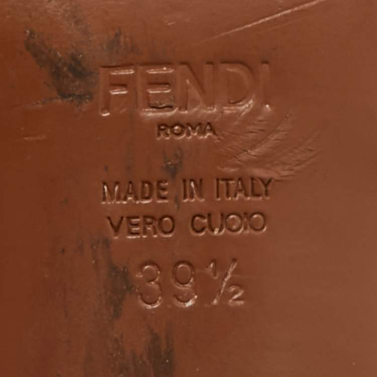 Pre Owned Fendi Colibri Size 39.5 Brown Canvas and Mesh Slingback Pumps