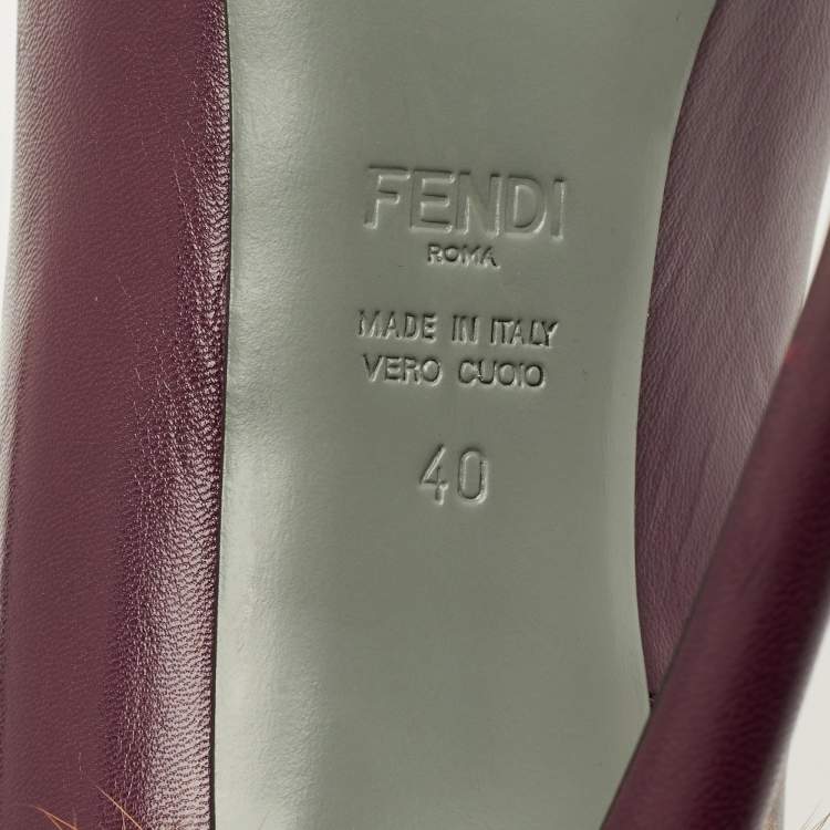 Pre Owned Fendi Size 40 Purple Leather and Mink Fur Pumps