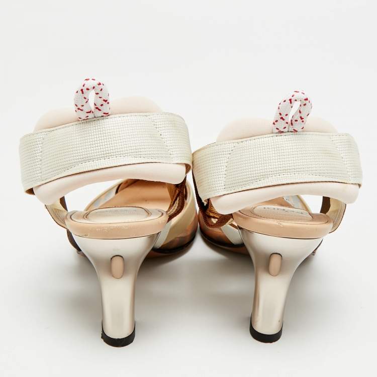 Pre Owned Fendi Colibri Size 36 Brown Leather and PVC Slingback Pumps