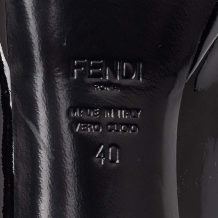 Pre Owned Fendi Size 40 Black Patent Leather Peep Toe Pumps