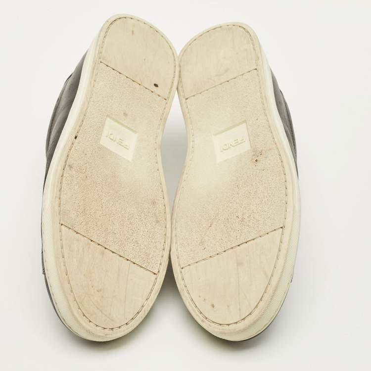 مملوكة مسبقًا Fendi Rockoclick Size 40 Black Leather Slip On Sneakers