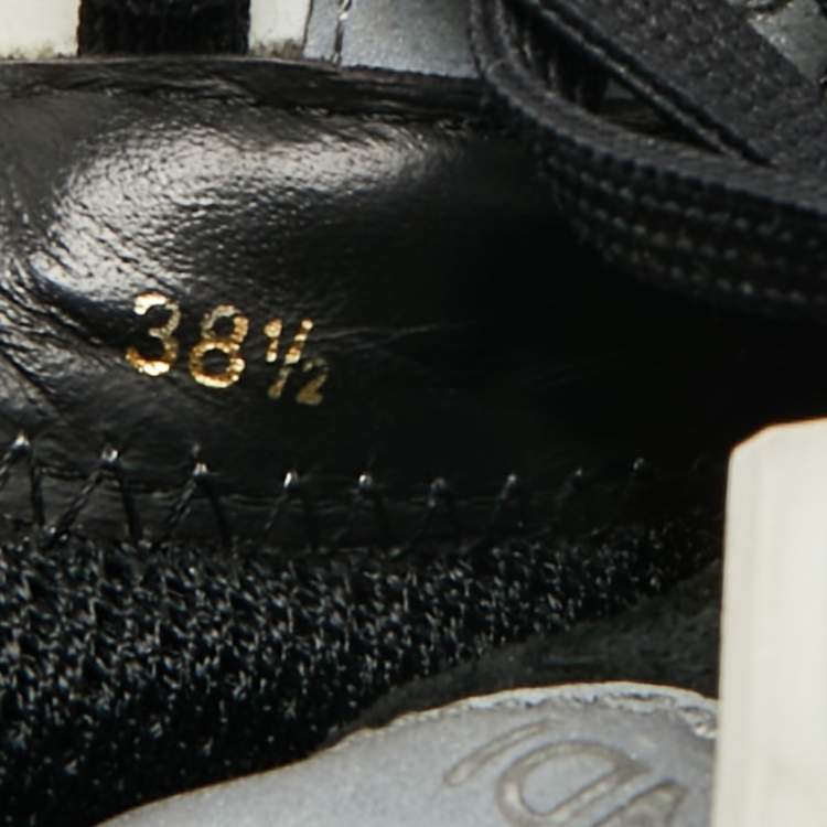 Pre Owned Fendi Flow Size 38.5 Black/White Leather, Mesh and Suede Low Top Sneakers