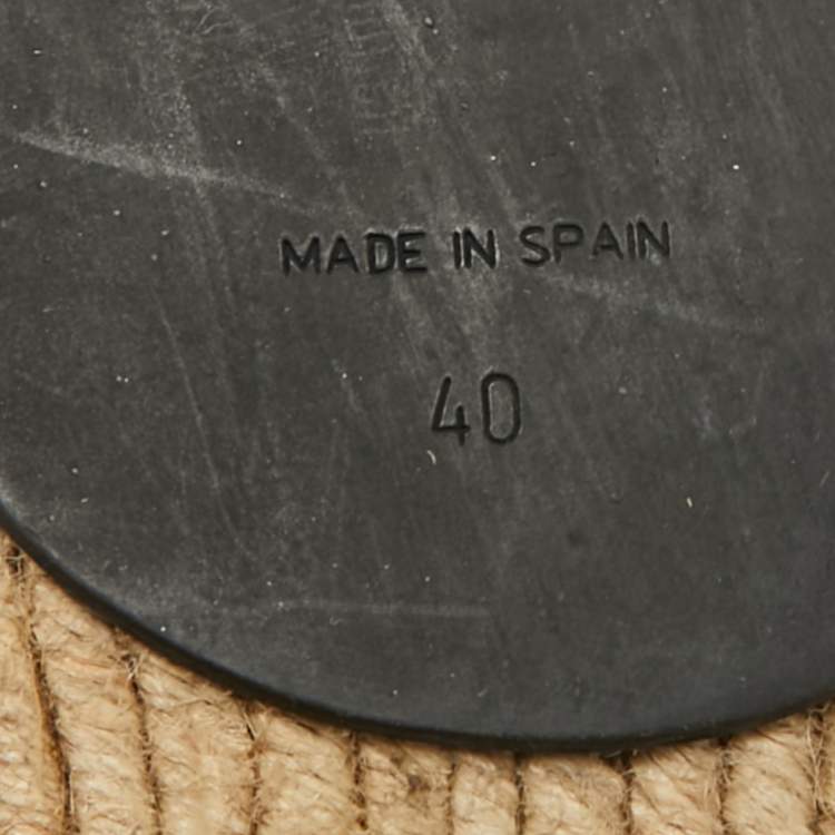 Pre Owned Fendi Size 40 Black/White Leather and Nylon Espadrille Flats