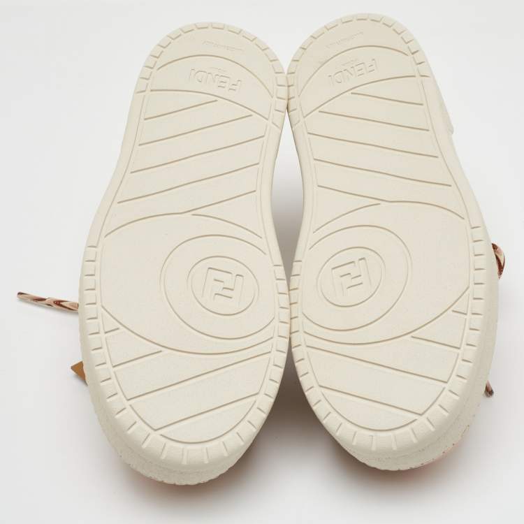 Pre Owned Fendi Match Charm Size 38 Multicolor Leather Platform Low Top Sneakers