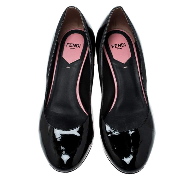 Pre Owned Fendi Black Patent Leather Eloise Round Toe Pumps Size 36
