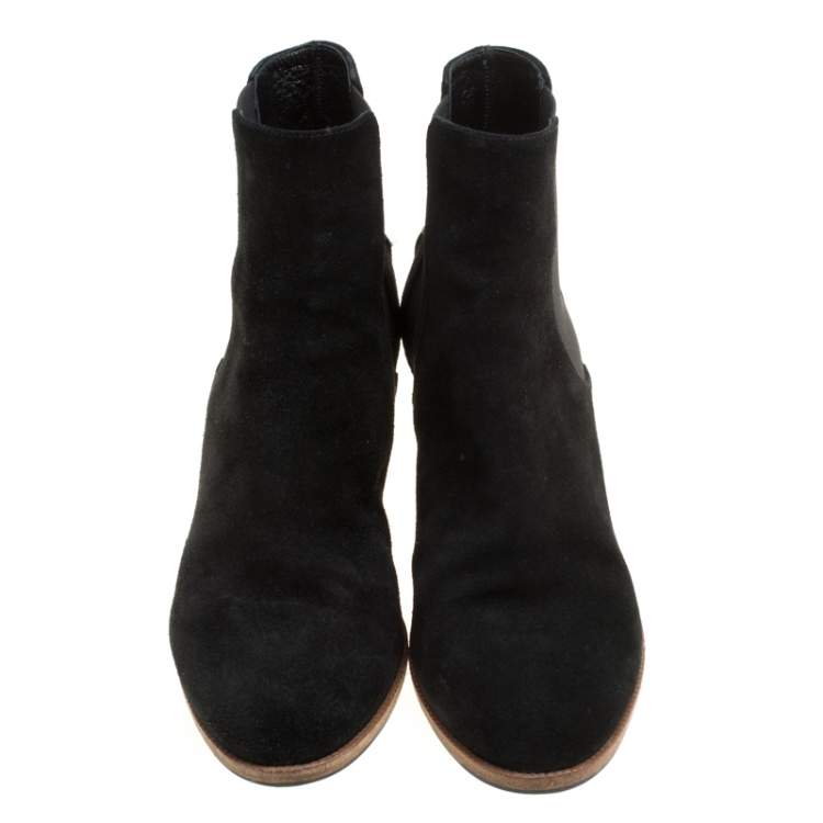 مملوكة مسبقًا Fendi Black Suede Wedge Heel Ankle Boots Size 40