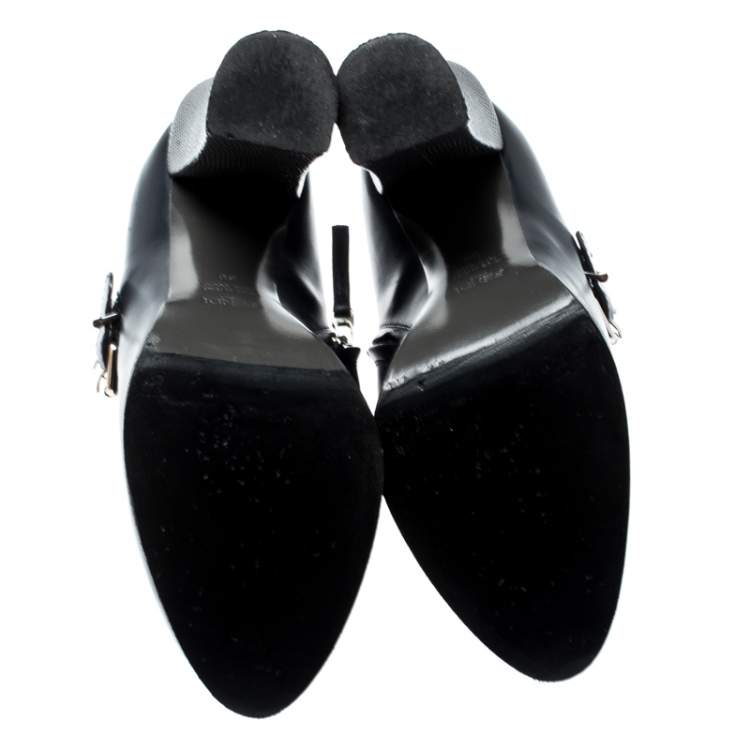 مملوكة مسبقًا Fendi Indigo Blue Leather Ankle Booties Size 38