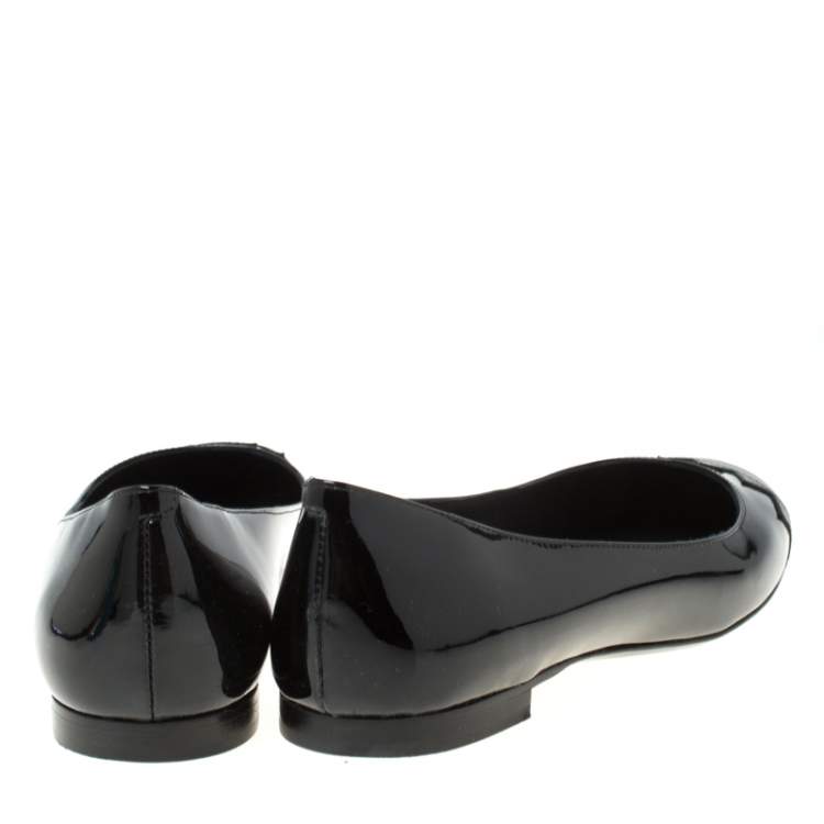 مملوكة مسبقًا Fendi Black Patent Leather Ballet Flats Size 38.5