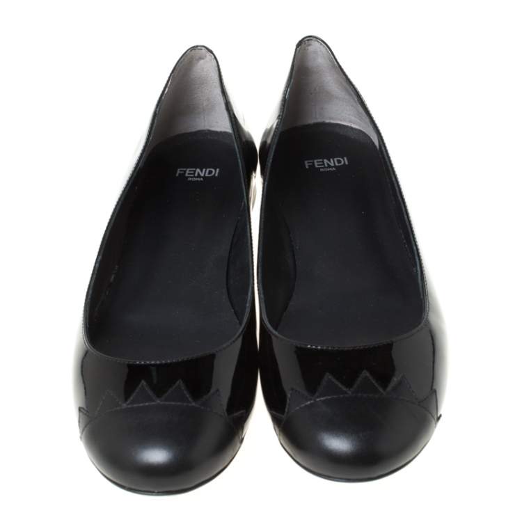 مملوكة مسبقًا Fendi Black Patent Leather Ballet Flats Size 38.5