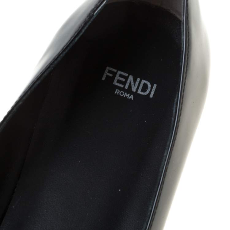 مملوكة مسبقًا Fendi Black Patent Leather Ballet Flats Size 38.5