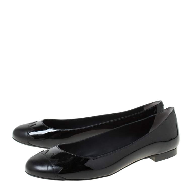 مملوكة مسبقًا Fendi Black Patent Leather Ballet Flats Size 38.5