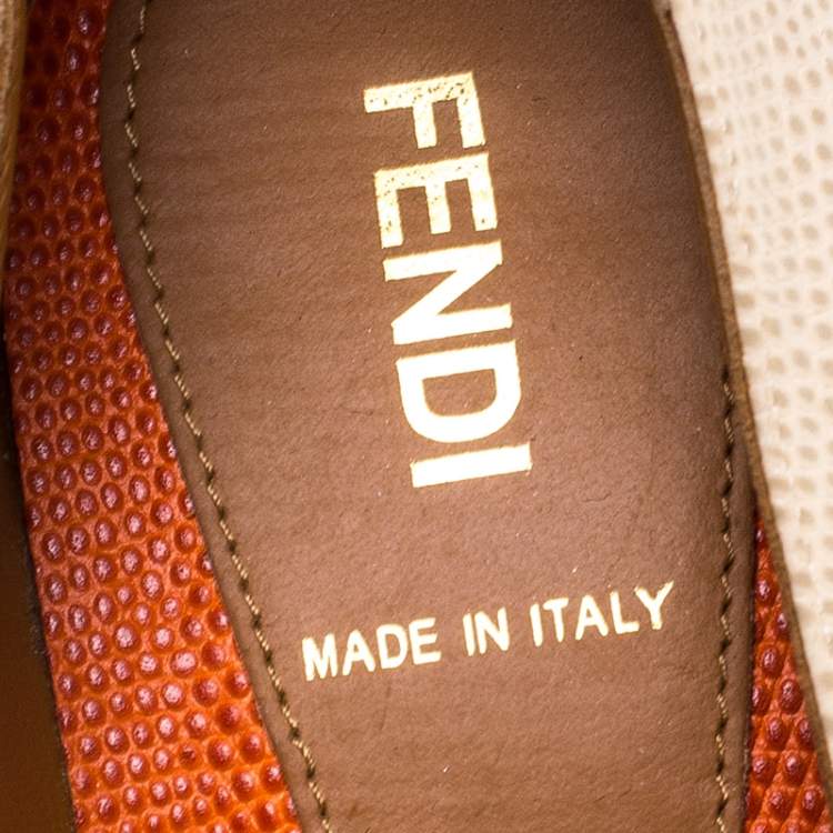 Pre Owned Fendi Multicolor Lizard Loafer Pumps Size 38.5