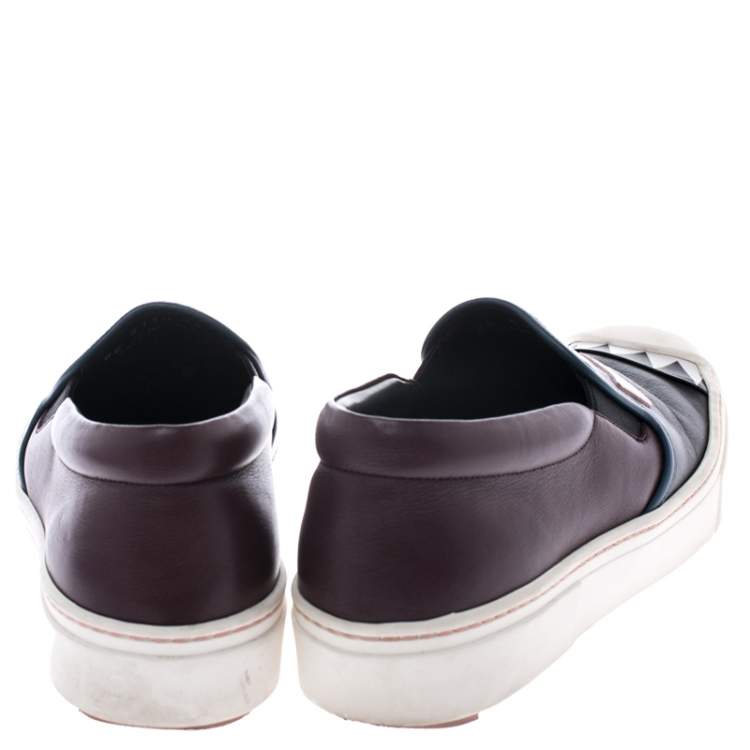 مملوكة مسبقًا Fendi Multicolor Leather Monster Slip On Sneakers Size 35