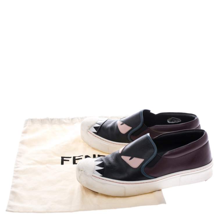 مملوكة مسبقًا Fendi Multicolor Leather Monster Slip On Sneakers Size 35