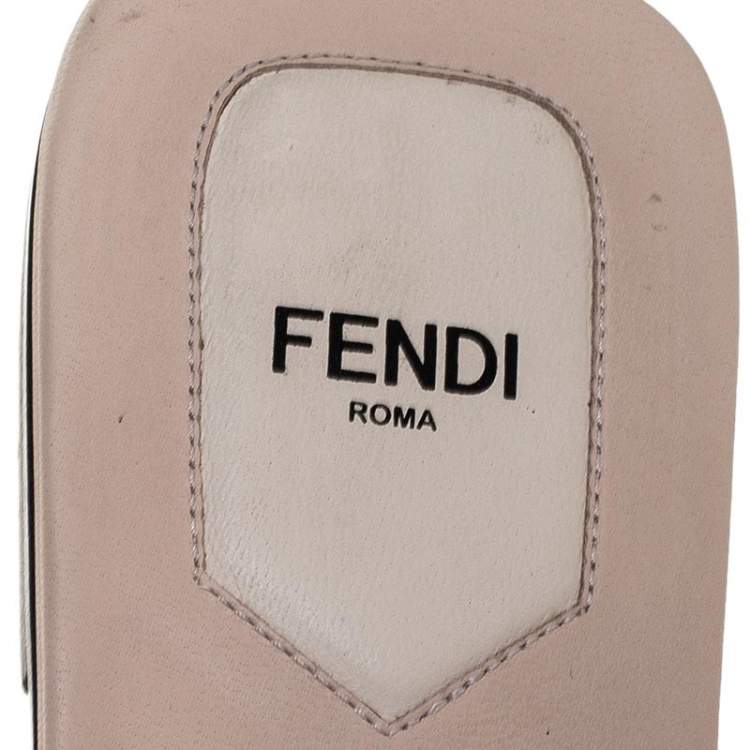 Pre Owned Fendi Pink/Blue Leather Geometric Studded Flat Sandals Size 40