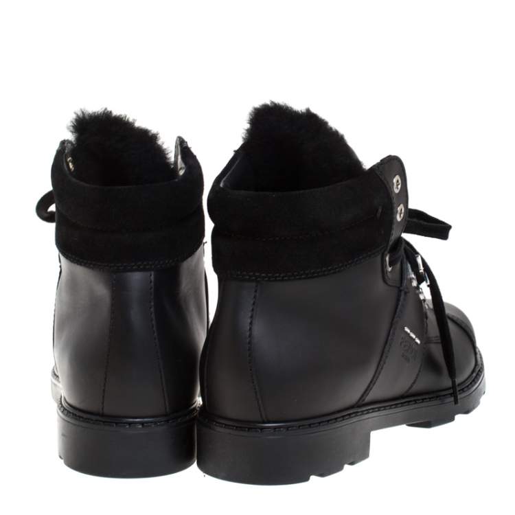 lace up boots with fur trim