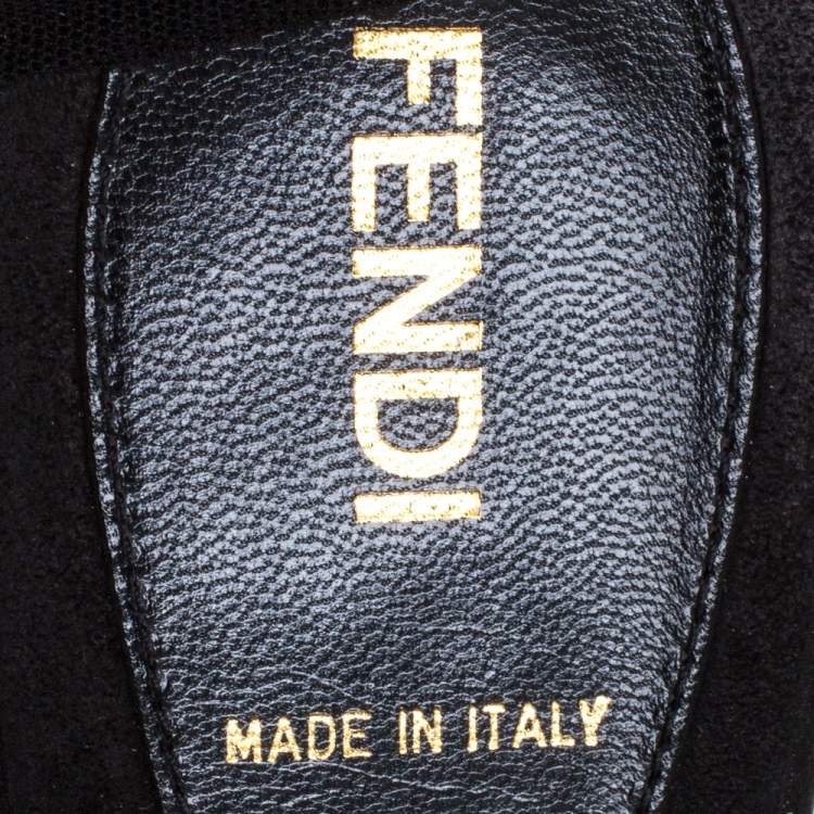 Pre Owned Fendi Black Mesh Fabric Open Toe Flat Sandals Size 36.5