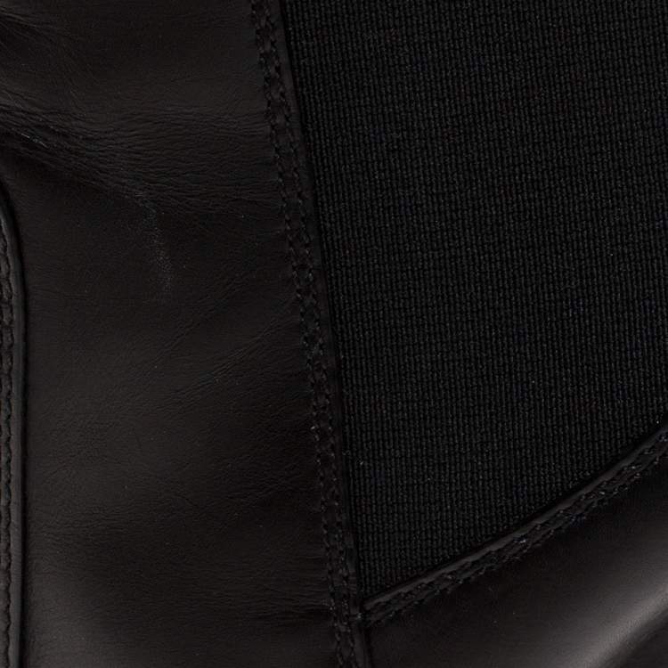 Pre Owned Fendi Black Leather Ankle Boots Size 37
