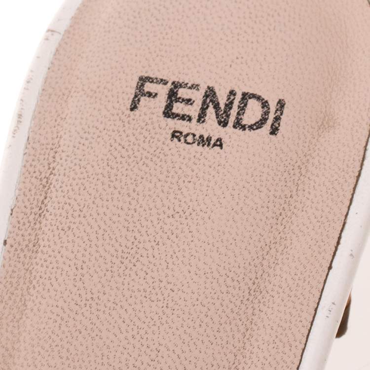 Pre Owned Fendi Grey Patent Leather Slide Sandals Size 37