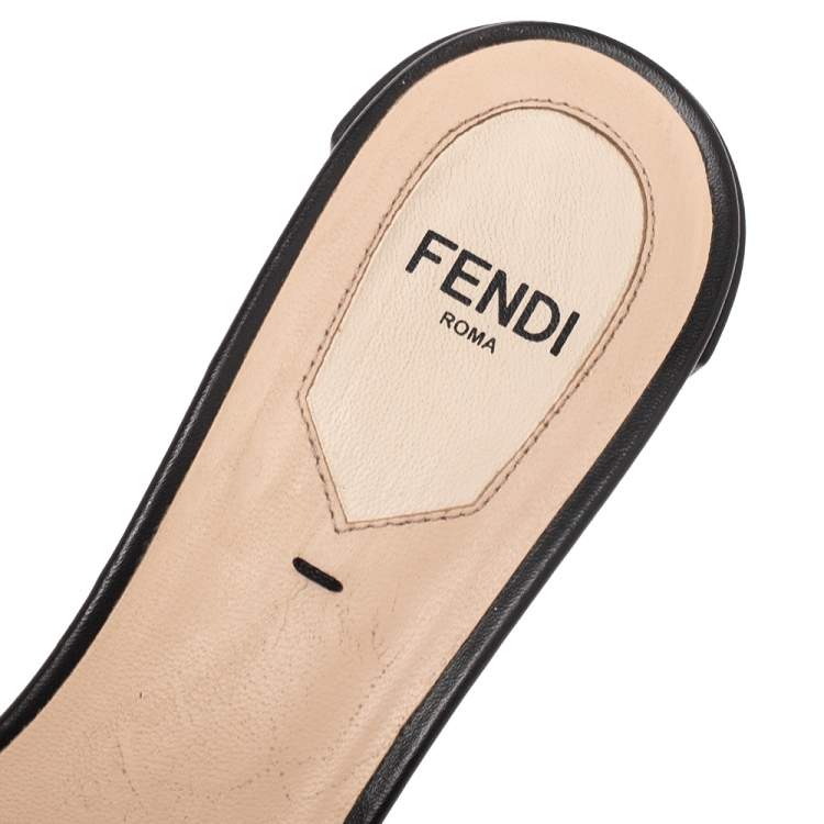 Pre Owned Fendi Brown/Black Velvet and Leather Open Toe Sandals Size 37