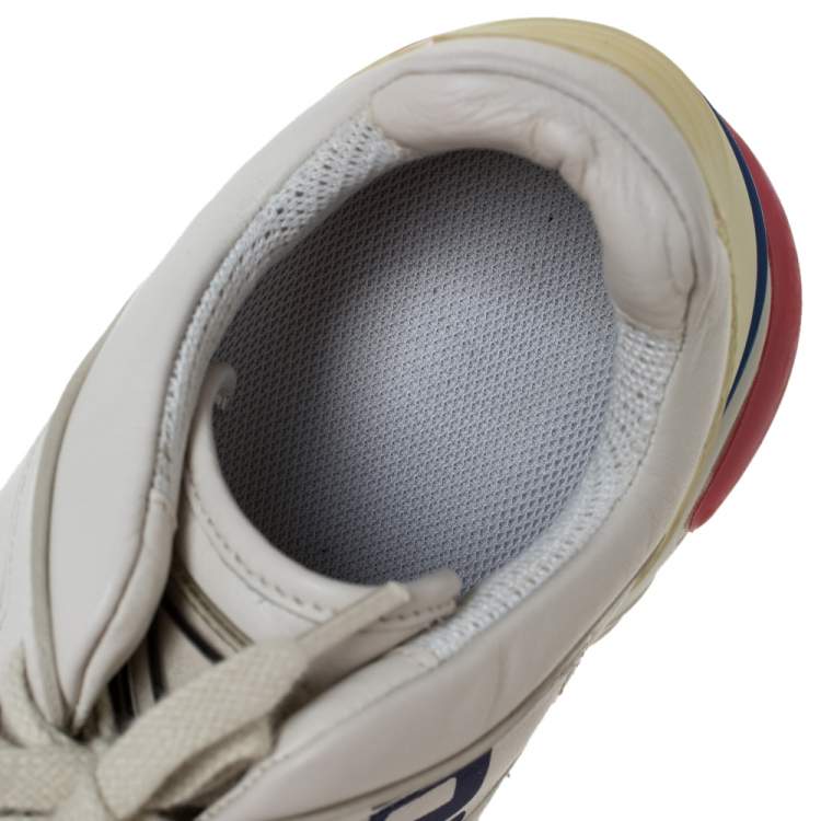 Pre Owned Fendi White Leather And Rubber Fendi-Fila Mania Logo Low Top Sneakers Size 38