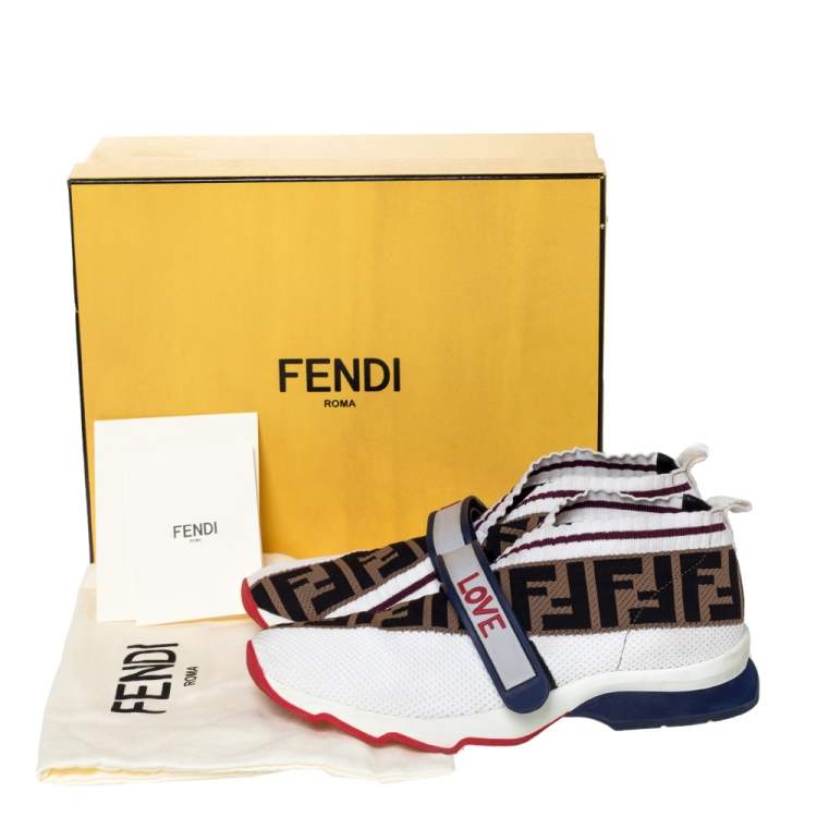 Pre Owned Fendi Multicolor Zucca Knit Fabric Rockoko Sneakers Size 38