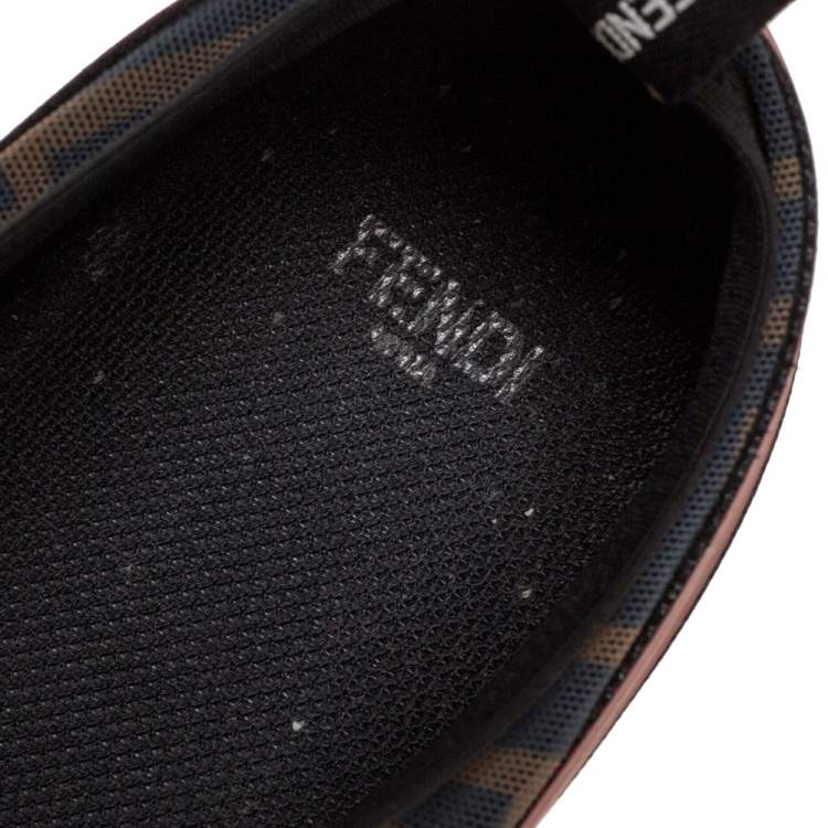 Pre Owned Fendi Black/Brown Mesh Colibri Slip on Sneakers Size 39.5