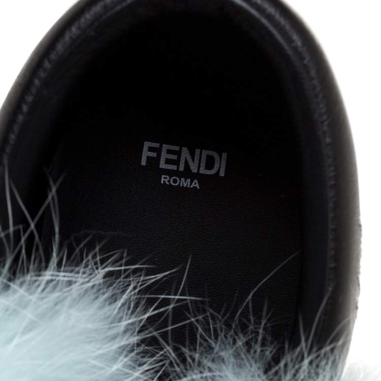 Pre Owned Fendi Multicolor Leather and Fur Karlito Sneakers Size 39