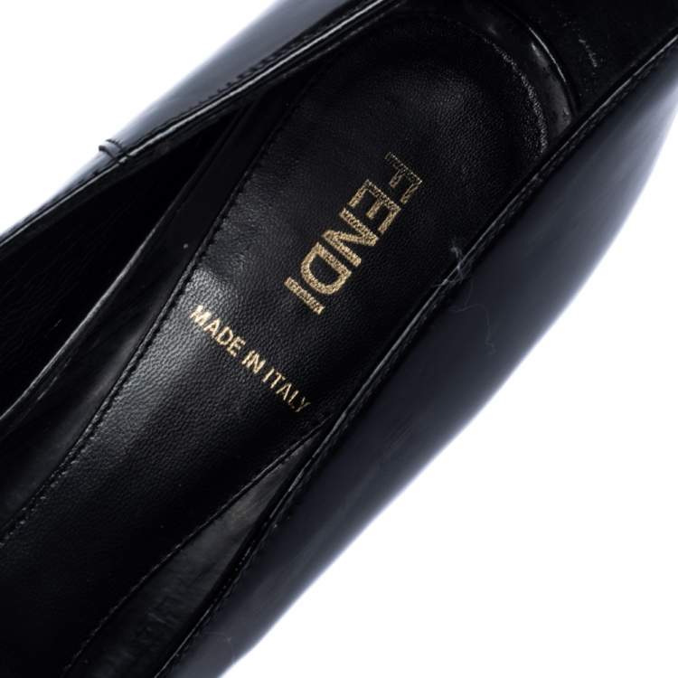 Pre Owned Fendi Black Patent Leather Peep Toe Platform Pumps Size 39