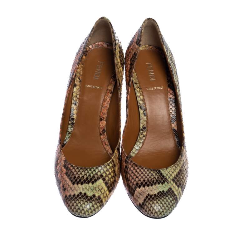 Pre Owned Fendi Multicolor Python Pumps Size 39