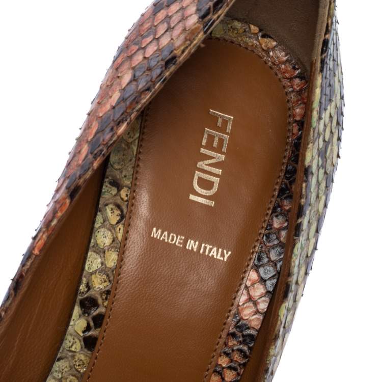 Pre Owned Fendi Multicolor Python Pumps Size 39