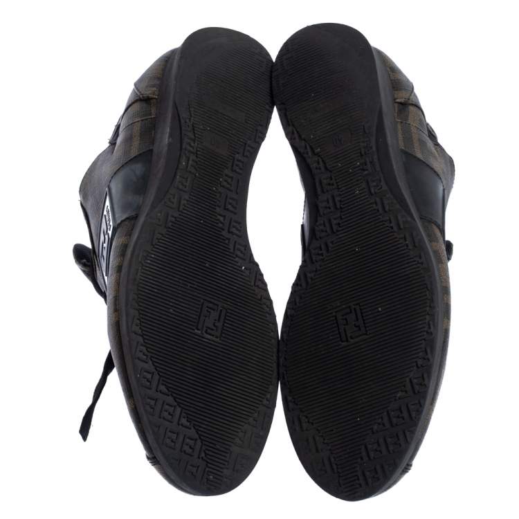 Pre Owned Fendi Brown Zucca Canvas Low Top Sneakers Size 40