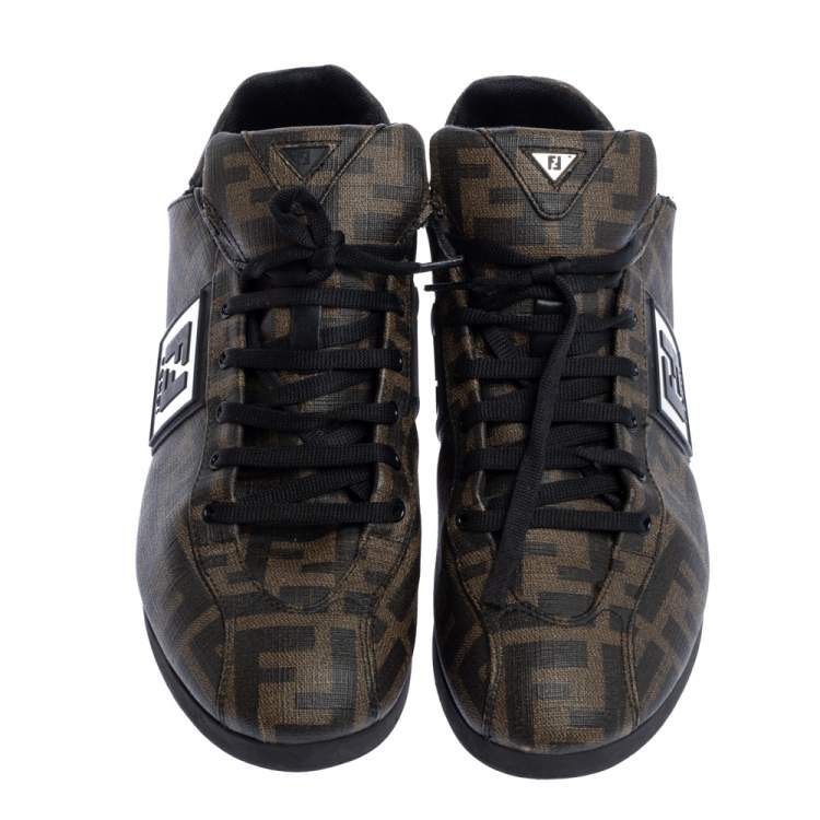 Pre Owned Fendi Brown Zucca Canvas Low Top Sneakers Size 40