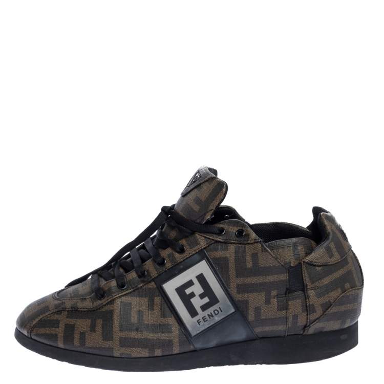 Pre Owned Fendi Brown Zucca Canvas Low Top Sneakers Size 40
