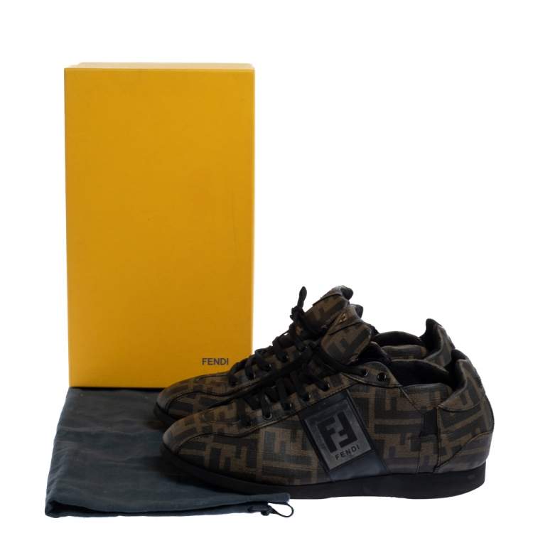 Pre Owned Fendi Brown Zucca Canvas Low Top Sneakers Size 40