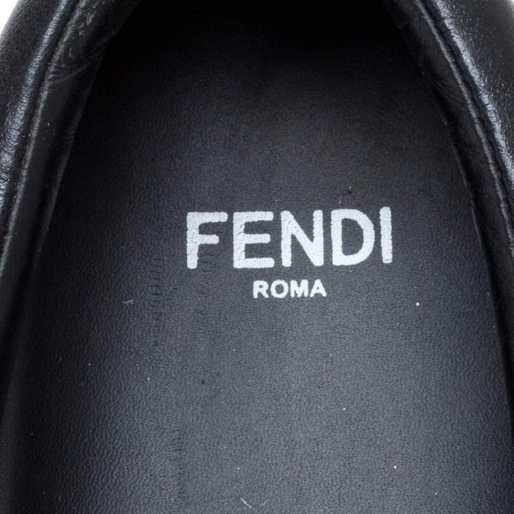 Pre Owned Fendi Black Leather Monster Slip On Sneakers Size 37.5