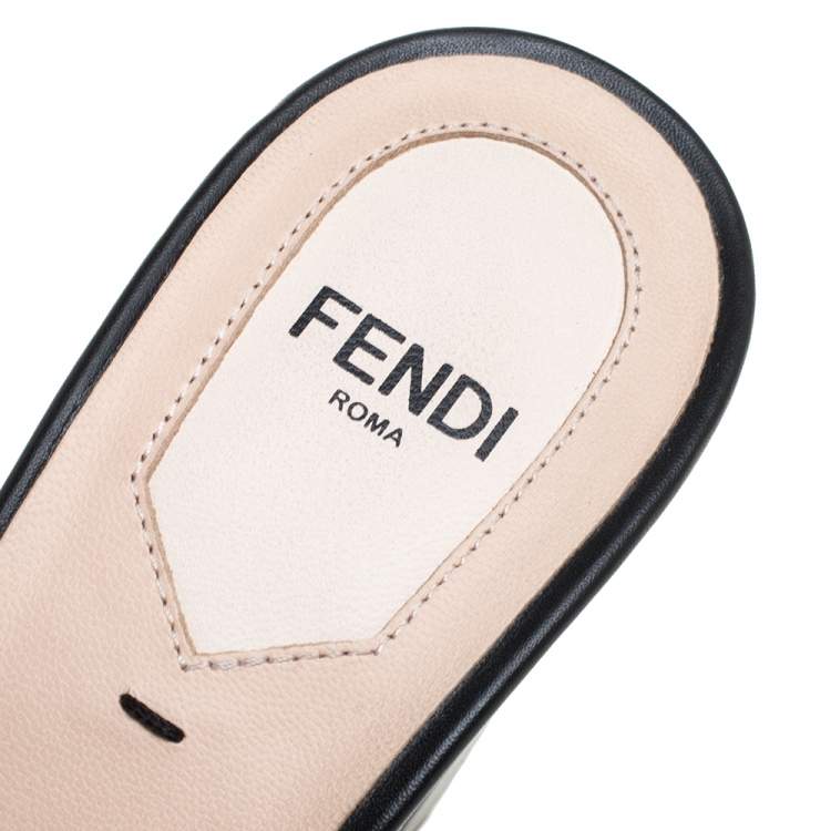 Pre Owned Fendi Brown Zucca Velvet Slide Sandals Size 36